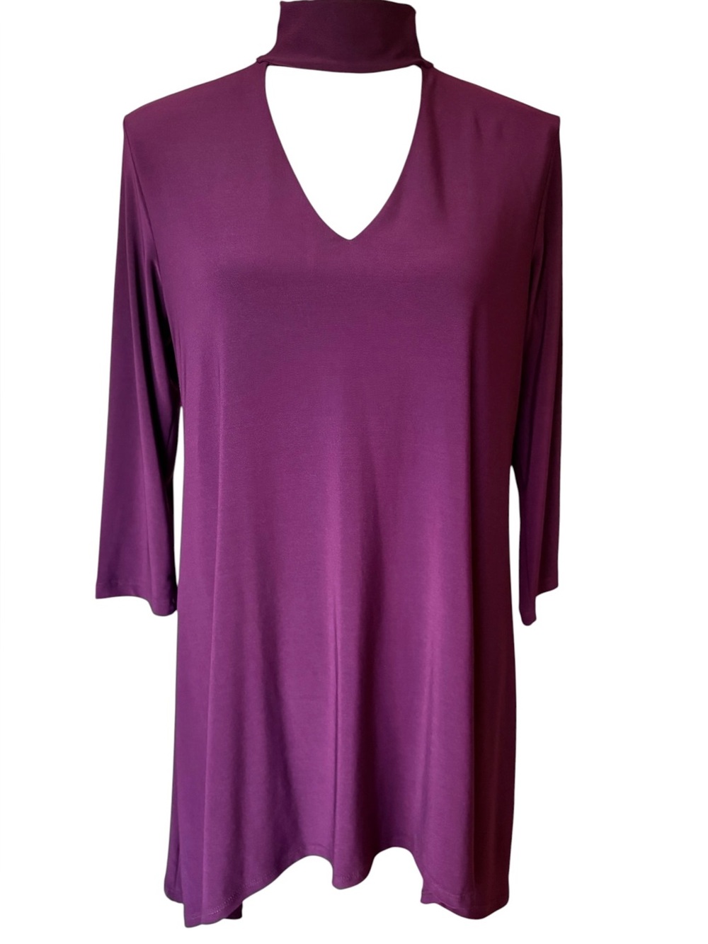 Clara Sunwoo Plum Choker Neck Tunic Top Size S Cut Out Detail Minimalist